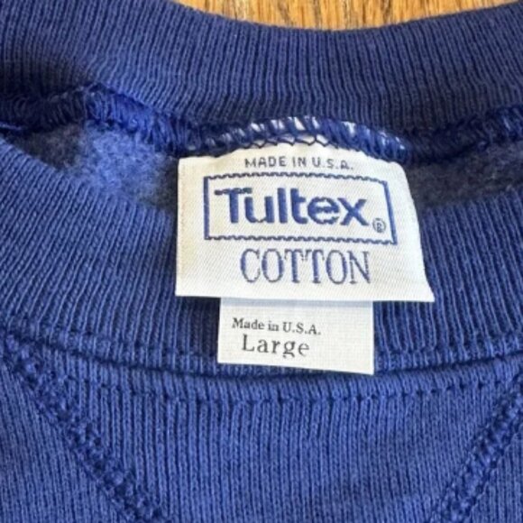 Vintage Tultex Sweatshirt Mens‎ Large USA Plymouth Massachusetts Crewneck Blue - Picture 3 of 4